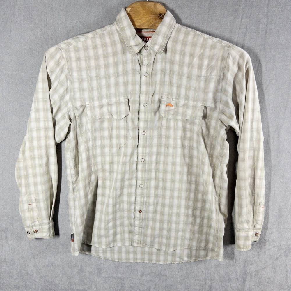 Simms Fishing Pearl Snap Western Shirt Mens Large Outdoors Gorpcore Lake Boating